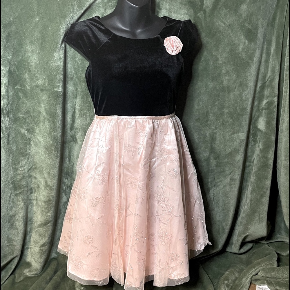 Holiday black and pink sparkly dress